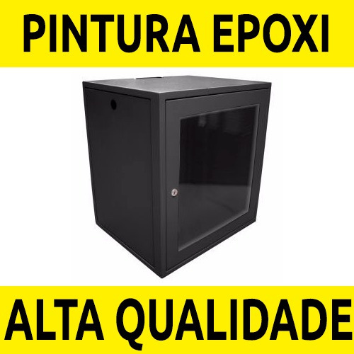 Imagem 4 de 6 de Mini Rack Parede Padrão 19 12u X 470mm Preto + 2 Bandejas