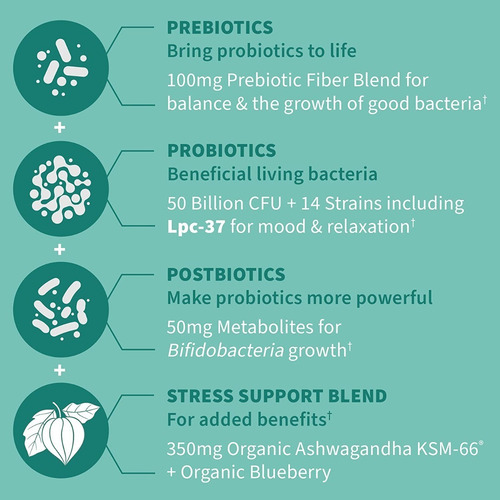 Probióticos, Prebióticos Y Postbióticos Con Ashwagandha