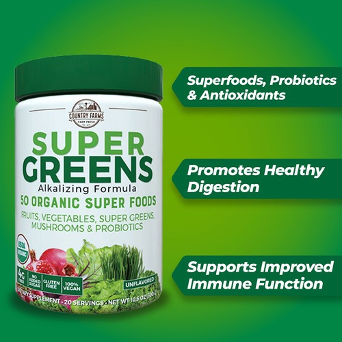Polvo Super Greens De Country Farms10.6 Onzas