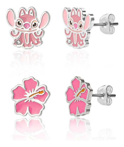 Disney Stitch Angel Stud Pendientes Para Mujer Licencia Lilo