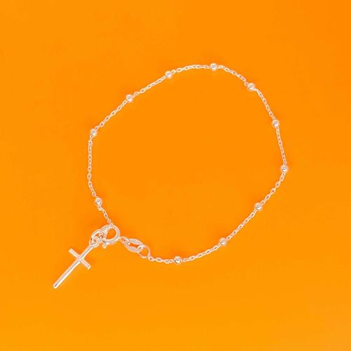 Imagen 4 de 8 de Pulsera Denario De Plata 925 Con Dije De Cruz (arg60020)