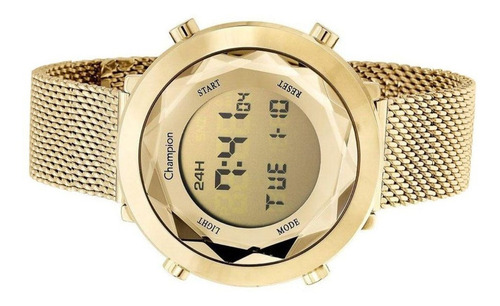 Relógio Feminino Digital Dourado E Amarelo Champion Original