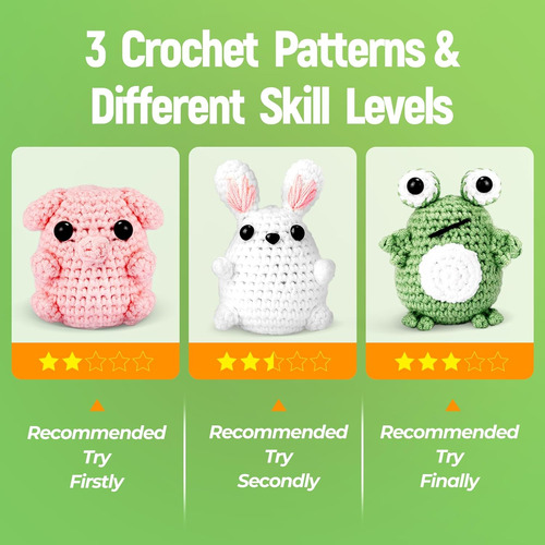 Kit De Crochet Hapkid Para Principiantes, 3 Animales De Patr