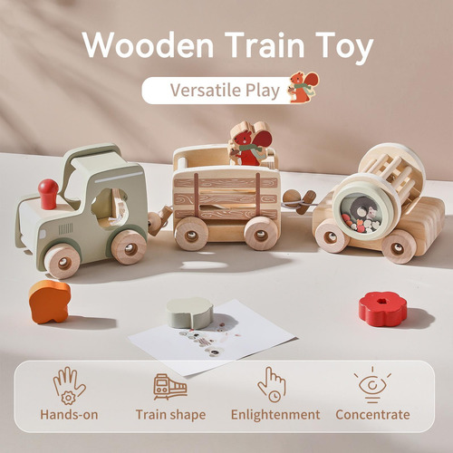 Juguete De Tren De Madera, Regalo, Adorno De Tren De Madera