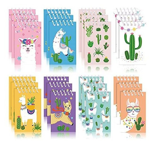 Mini Libretas / Cuadernitos De Llama Y Cactus X 24u 6x10cm 