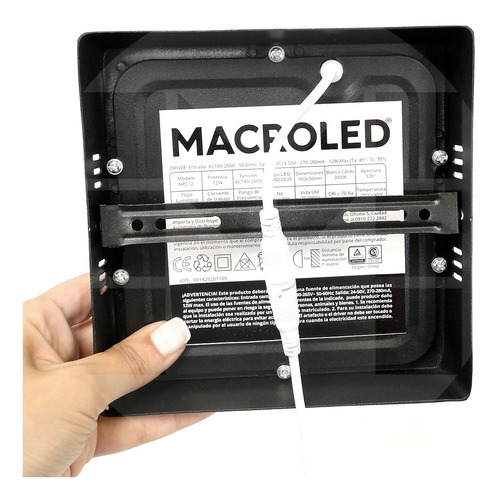 Imagen 4 de 10 de Panel Led Plafon Cuadrado 18w=120 1620l Marco Negro Macroled