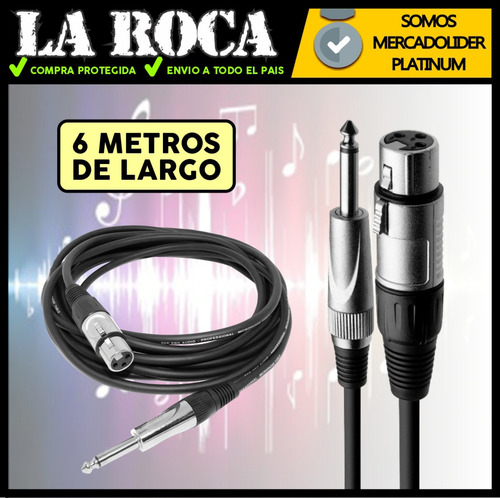 Imagen 4 de 10 de Cable Canon Xlr A Plug 6.5mm Para Microfono 6 Metros Cuotas