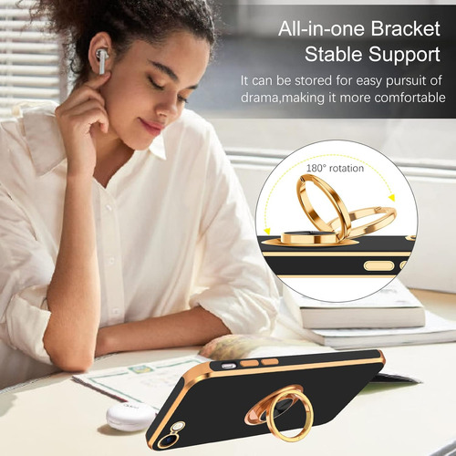 Funda Para iPhone 16e Case Con Magnética Soporte Anillo A Prueba De Golpes Bumper Lindo Titular De Lujo De Diseño