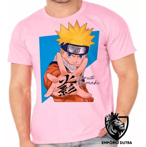 Camiseta Infantil Até Adulto Manga Naruto Uzumaki Desenho