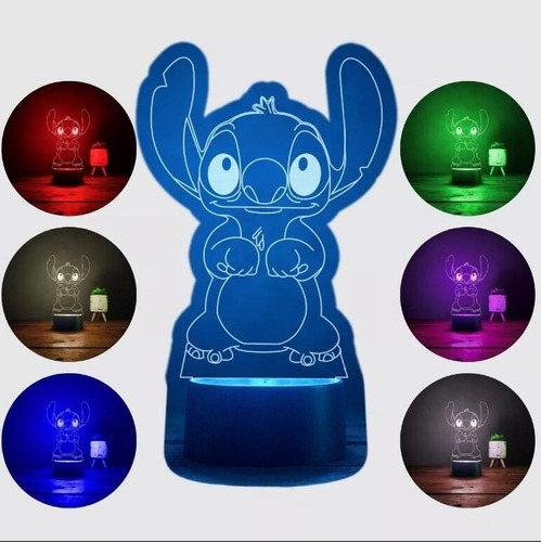 Lámina 3 D Led Lilo Y Stitch Disney Rgb 7 Colores