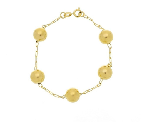 Pulseira Bola Lisa Grande Folheado A Ouro 18k