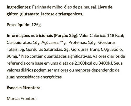 Imagem 2 de 2 de Tortilha Chips Milho C/ Sal Frontera Tex-mex Nachos Mexicano