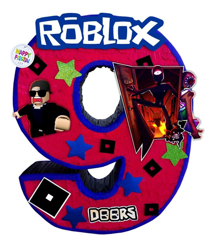 Piñata Personalizada Roblox Número A Elegir 70 Cm Doors 