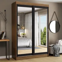 Comprar Ropero Tokio 2 Puertas Corredizas Con Espejos Marrón\u002Fnegro