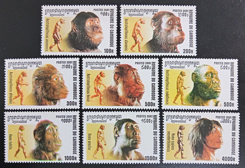 Camboya, Serie Sc 2150-57 Evolución Humana 2001 Mint L18787