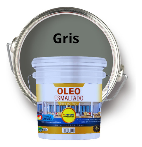 Oleo Esmaltado Gris Acrílico Galón 4lts 