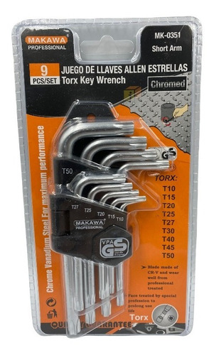 Set / Juego 9 Llaves Torx Estrella S Uso Profesional