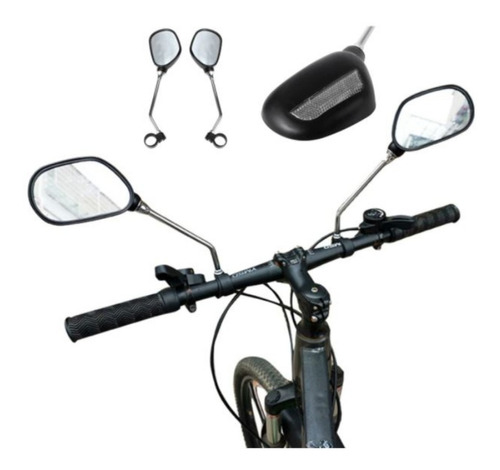 Espelho Retrovisor C/ Refletor P/ Bicicletas Urbanas E Mtb 