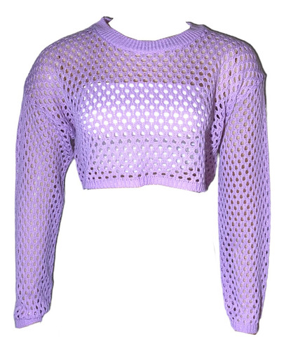 Top Crop Calado Manga Larga Mujer Playero