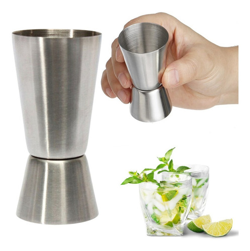 Dosador Duplo Inox 25ml / 50ml Copo Medidor Bebidas Drinks