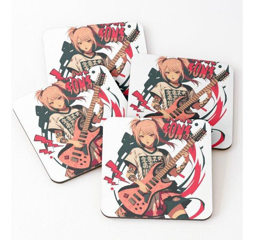 Set Posavasos Anime Arth, Estrella De Rock, Chica Anime Cali