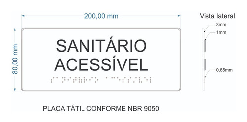 Placa Visualização Tátil Banheiro Acessível