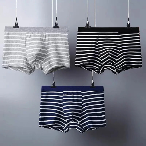 Bóxers Con Diseño De Rayas Para Ropa Interior De Algodón Par