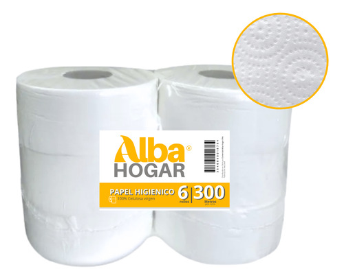 Papel Higienico Industrial Alba Hogar Jumbo 300mts 6 Rollos