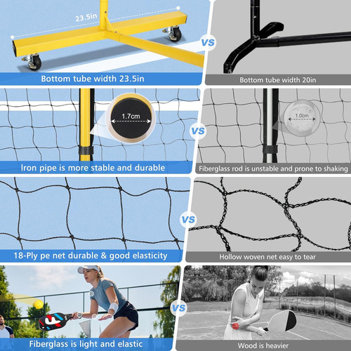 Fostoy Red Portátil De Pickleball Con Ruedas, Juego De Pickl
