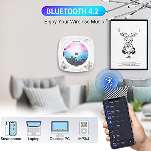 Imagen 3 de 7 de Discmans Con Bluetooth Portátil Y Radio Fm, Color Blanco