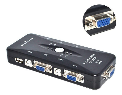 Chaveador Kvm Usb Switch Com 01 Entrada E 04 Saídas Vga