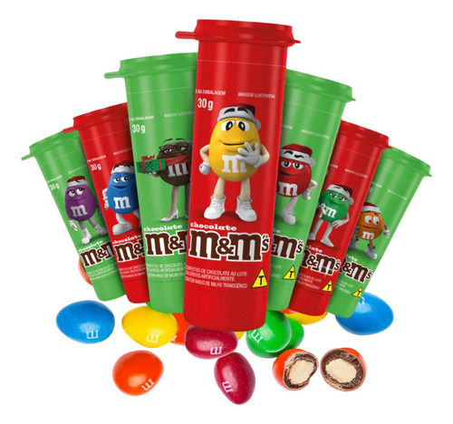 Kit 12 M&ms Tema Especial De Natal Chocolate Ao Leite 30g