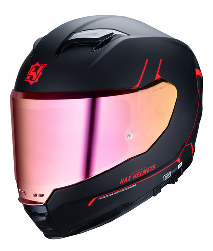 Casco Para Moto Certificado Integral Hax Force Negro/rojo