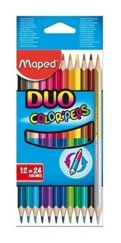 Lapices Pinturitas Bicolor Duo Maped X12 Largos 24 Colores