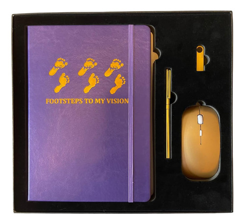 Footsteps To My Vision Purple Notebook Set Diario Cuero Lujo