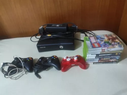 Video Game Xbox 360 Desbloqueado + 1 Controles + 5 Jogos