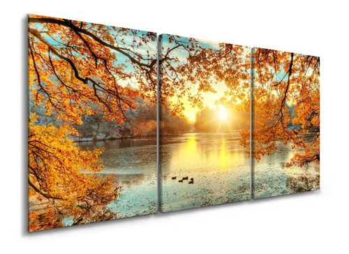 Quadro Para Quarto Paisagem Nascer Do Sol Arvore Sala Kit