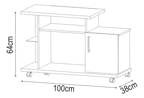 Rack P/ Sala Pequena Tv Até 26 100cm Marte Off/cinamomo Cor Creme