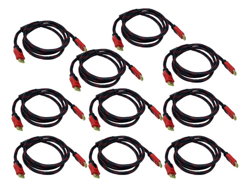 Pack De 10 Cable Hdmi 1.5 Metros Full Hd 1080p Mayoreo