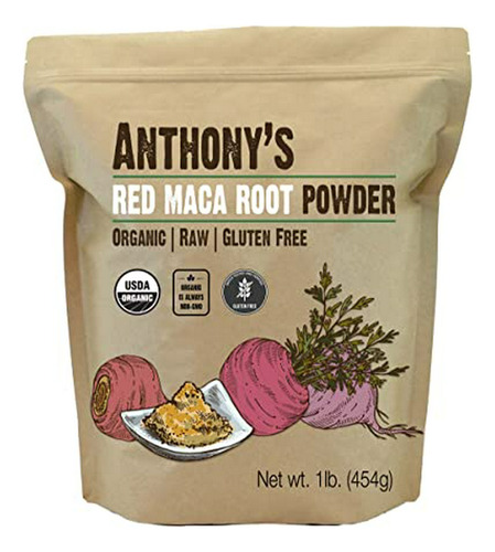 Polvo De Maca Roja Orgánica De Anthony, 1 Lb