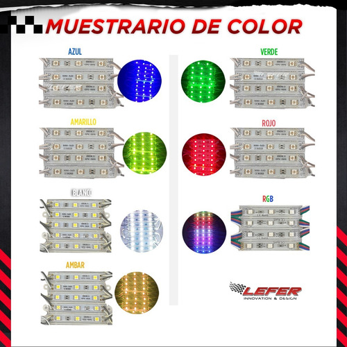 Imagen 4 de 10 de Kit X 10 Modulo 3 Led Piraña Blanco,rojo,amarillo,azul,verde