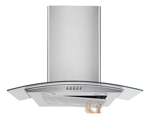 comprar Coifa de Parede 90 cm Inox e Vidro Curvo Residencial Cozinha Depurador Exaustor Agratto Cpv90 Voltagem 220V