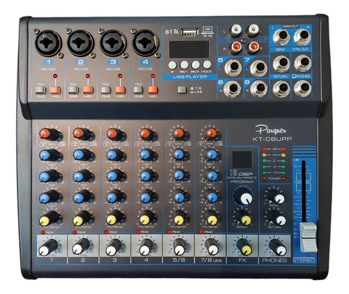 Mixer Consola 8 Canales Parquer Bluetooth Usb Efectos Mp3