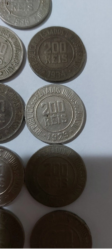 Vendo Lote De Moedas De 200 Réis. Brinde Duas Moedas 100 Rei