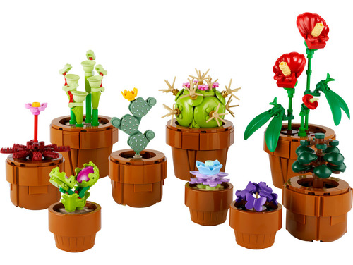 LEGO® Icons Plantas Pequeñas set de construcción ornamental para adultos, modelos de adorno de especies carnívoras, tropicales y áridas, colección Botanical 10329