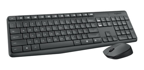 Kit de teclado y mouse inalámbrico Logitech MK235 Español de color Gris Grafito