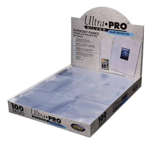 50 Folios De Carpeta Ultra Pro Silver De 9 Bolsillos