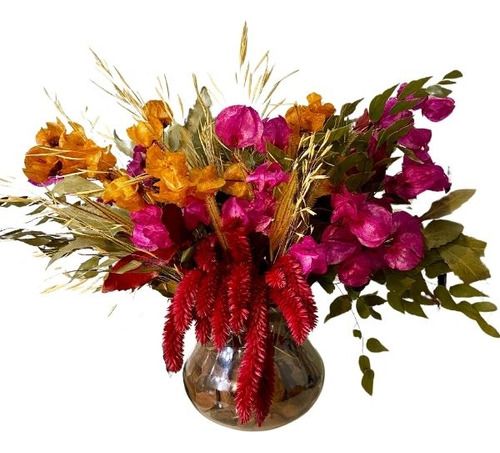 Arranjo Centro De Mesa Com Flores Secas Elegância Natural
