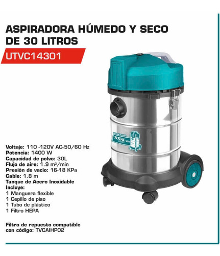 Aspiradora Industrial Seco/humedo 30litros Total Tools