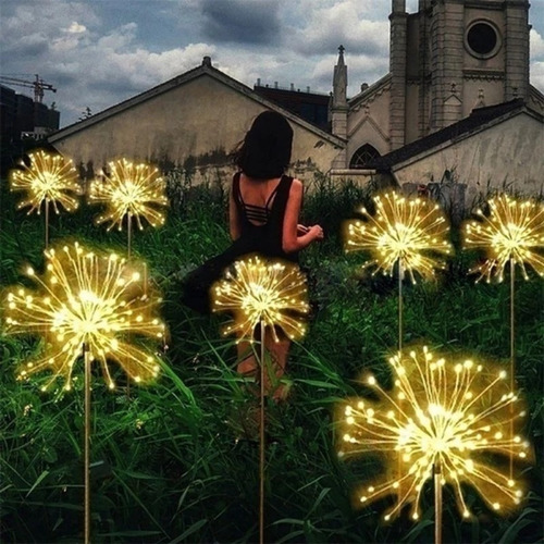 Kit 4 Led Luz Solar De Diente De León Al Aire Libre 120led